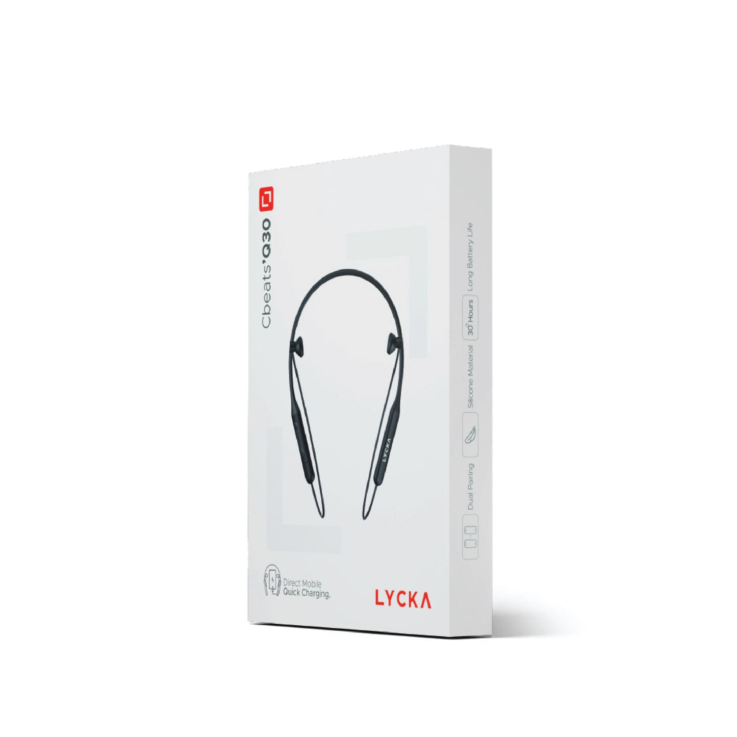 Lycka C Beats Q30 Bluetooth Neck Band, Dual Pairing, Direct plug in charging technology, 30 Hours Music time, 250 mAh Battery (Black)