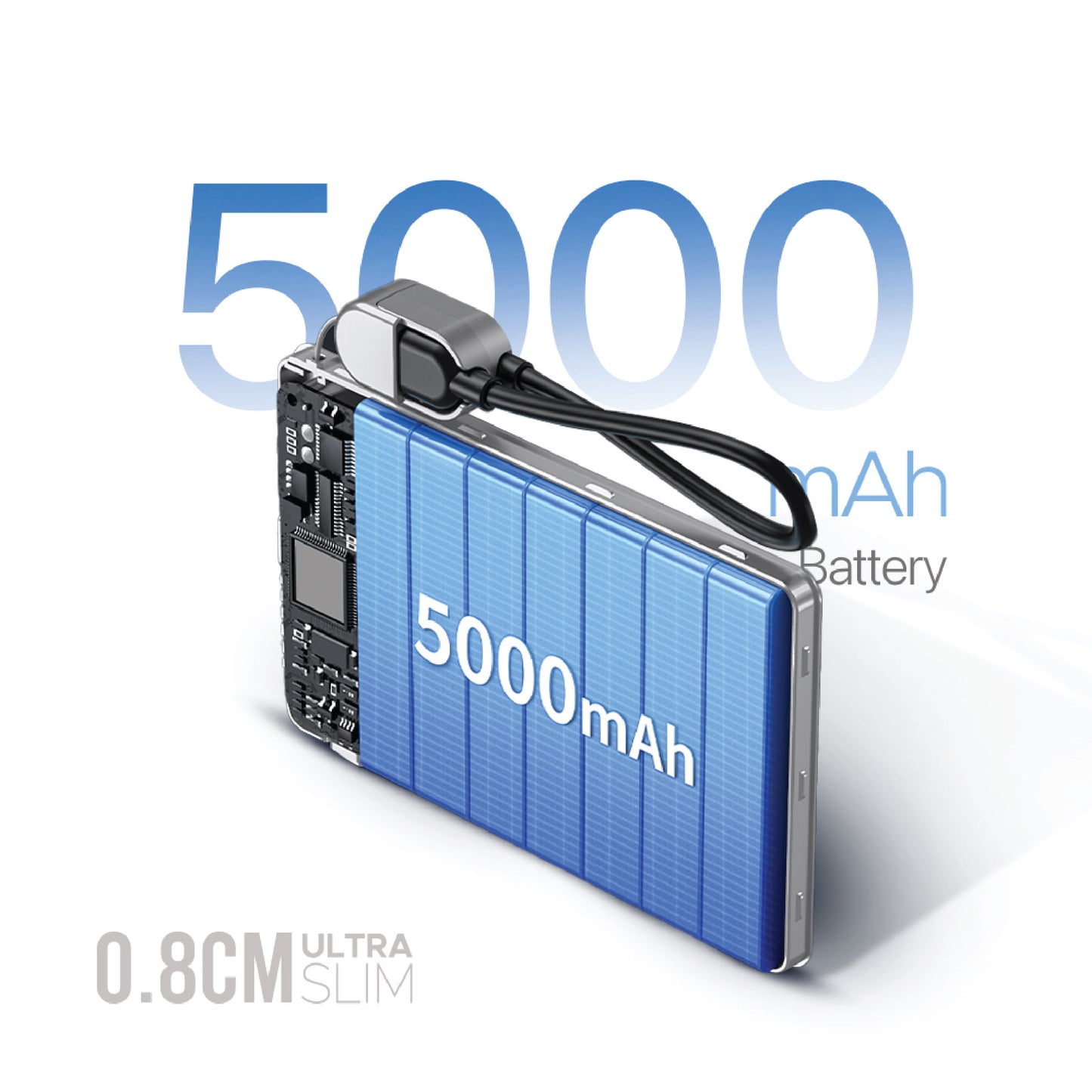 Lycka MagSafe mini 5000 mAh Power Bank, Lighting and Type-C Input, Lighting and Type-C Output, Wireless Output, Li - Polymer Battery
