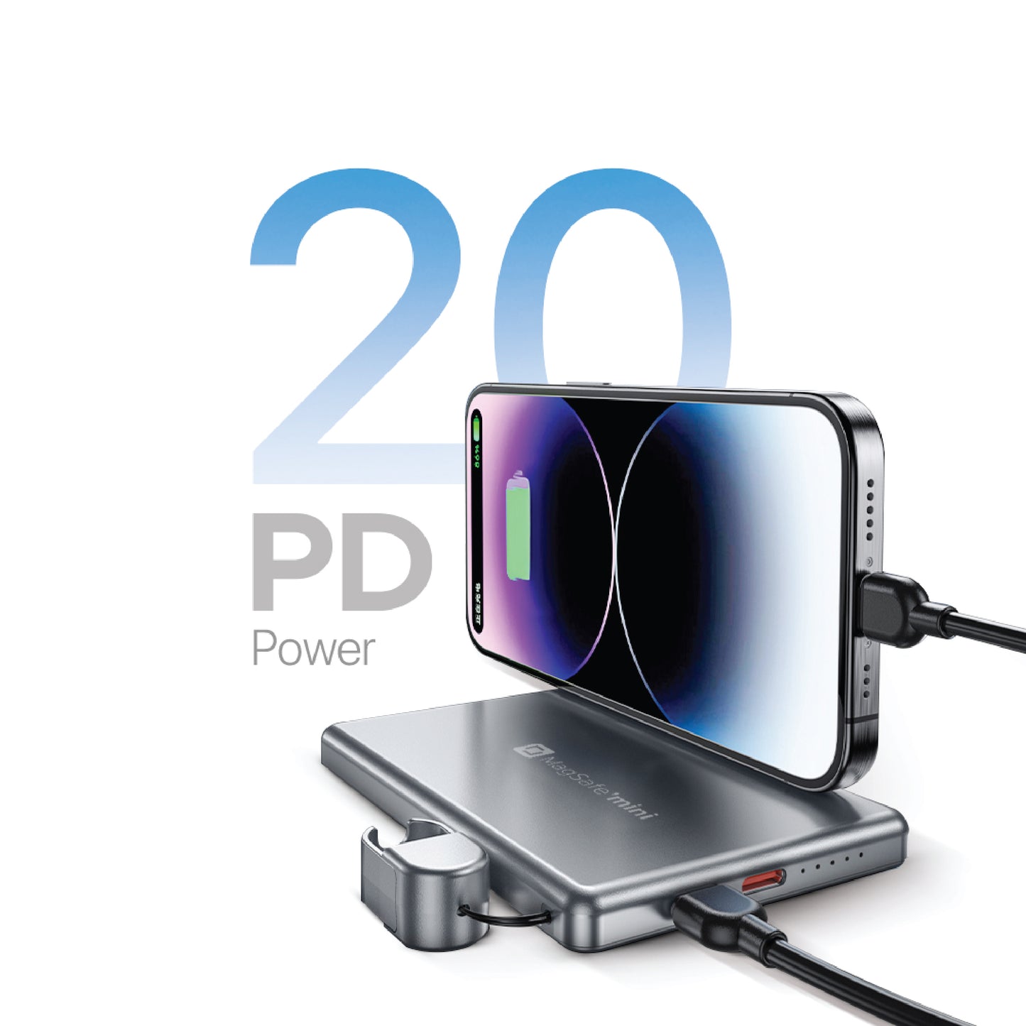 Lycka MagSafe mini 5000 mAh Power Bank, Lighting and Type-C Input, Lighting and Type-C Output, Wireless Output, Li - Polymer Battery