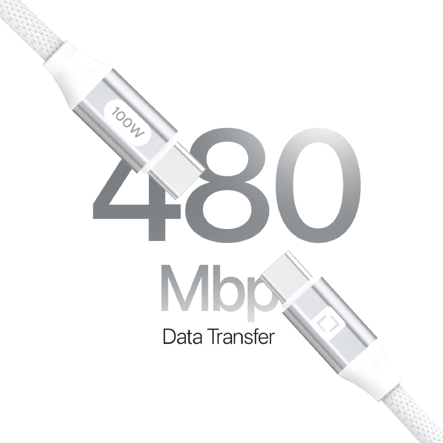 Lycka P Cord XTRA100 – 100W Type-C to Type-C Fast Charging Cable (2M, White)