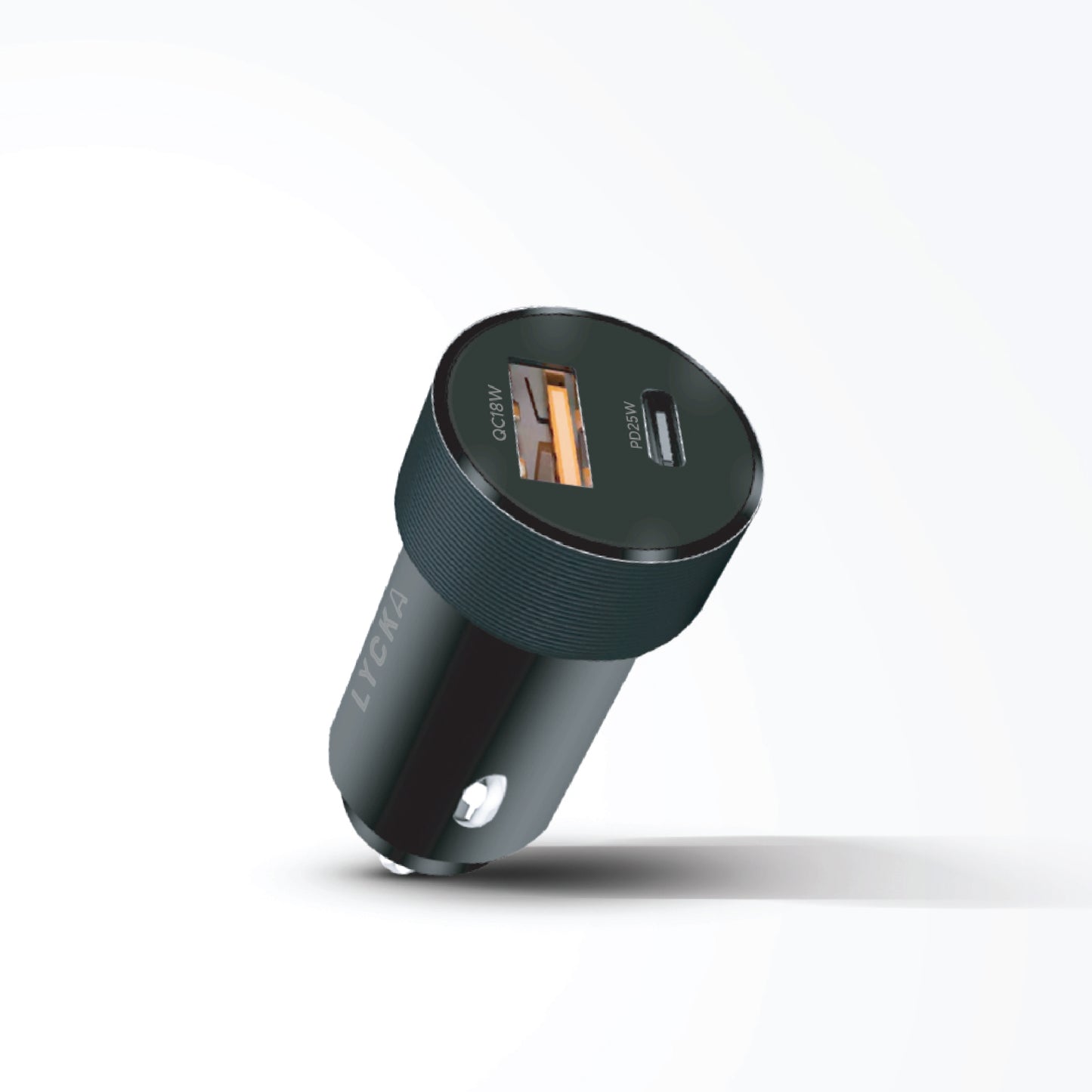 Lycka Rocket PD25W Car Adapter, Quick Charging, Dual Type-C & USB-A Ports, 25W Max Output