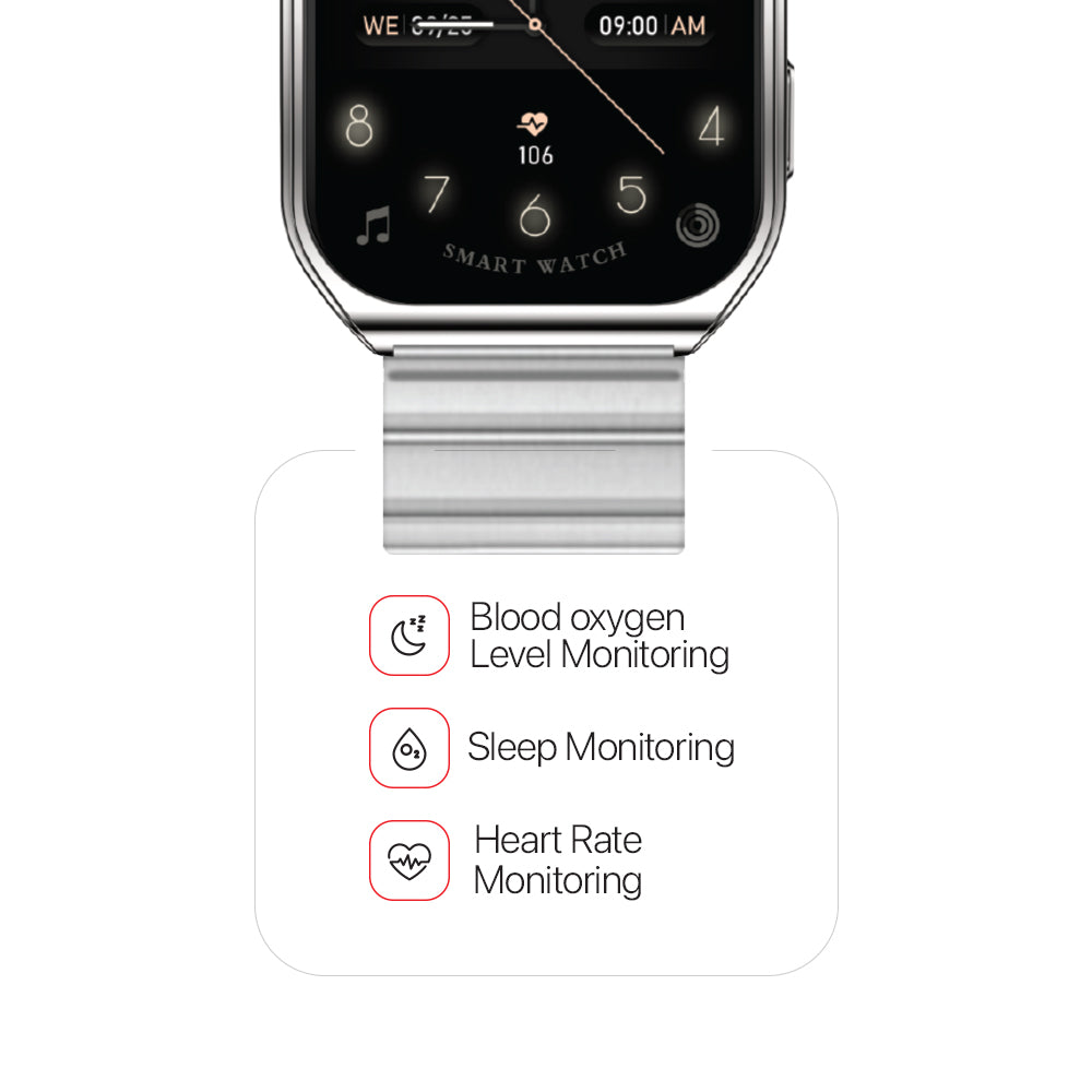 Lycka Smarto Curve Smart Watch 2.02 inch LED Display, Bluetooth Calling, Standby Time: 7 days, Usage Time: 3 days Waterproof IPx7 (MATT BLACK)
