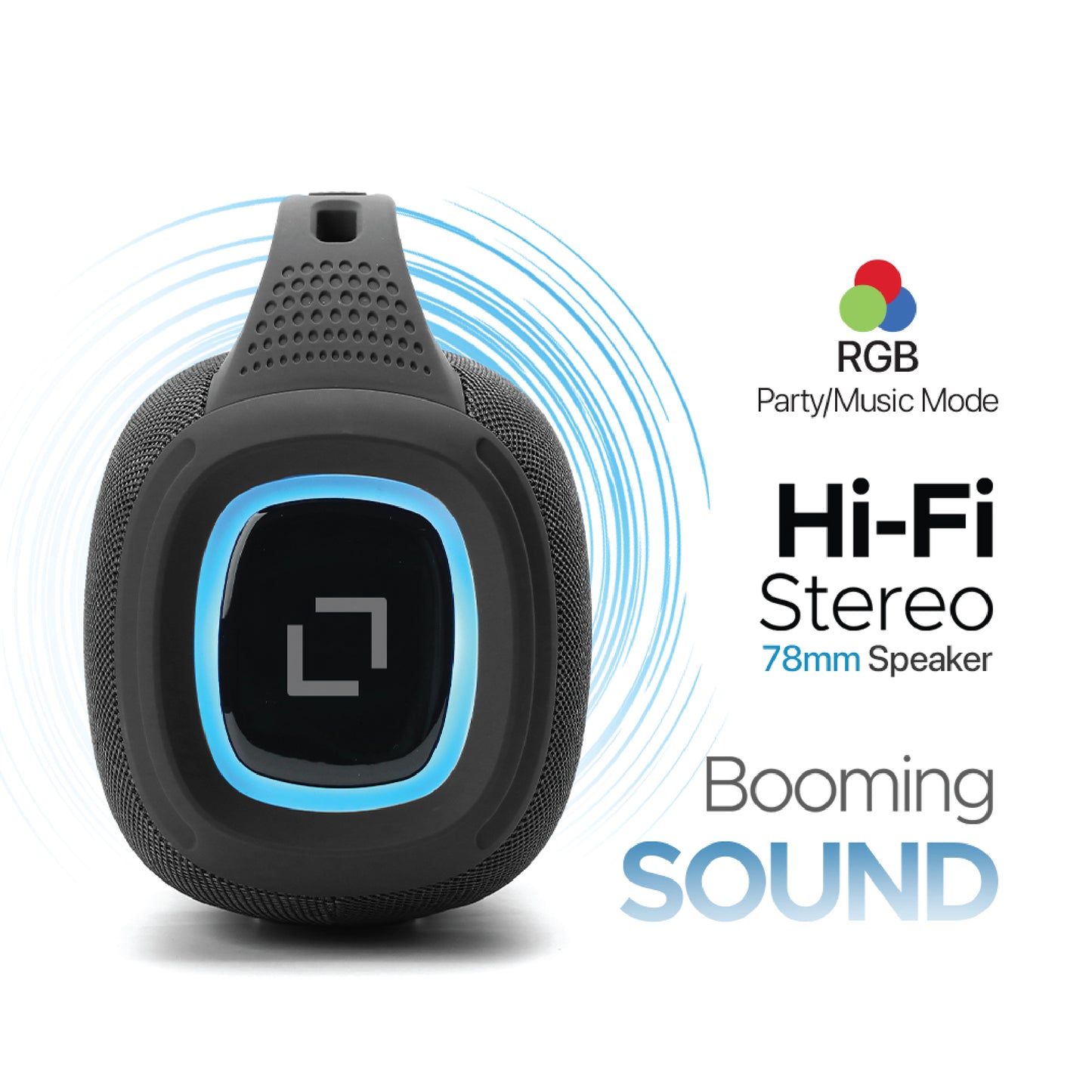 Lycka Thunder Box Speaker, Bass UP2.0 Hi-Fi Stereo 78mm Speaker size, RGB lights, 3600 mAh Battery (Black)