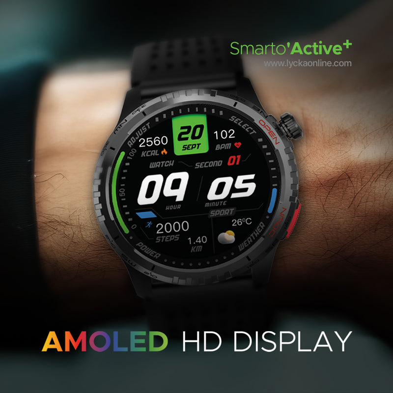 Lycka Smarto Active Plus AMOLED High Definition LCD Display (Full Touch) IOS 9.0+, Android 5.0+ Waterproof 3ATM Stand by time 10-15 Days