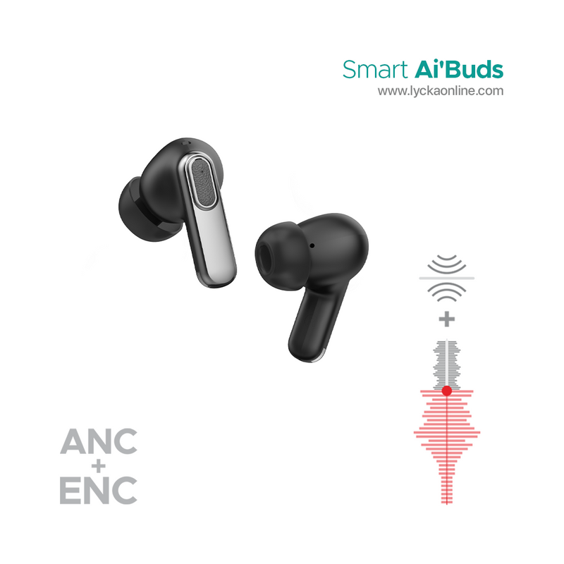 Lycka Smart AI Buds Intelligent Sound, All-Day Power with Bluetooth Version: 5.4 and Battery Capacity: 40mAh (Earbud), 400mAh (Charging Case)