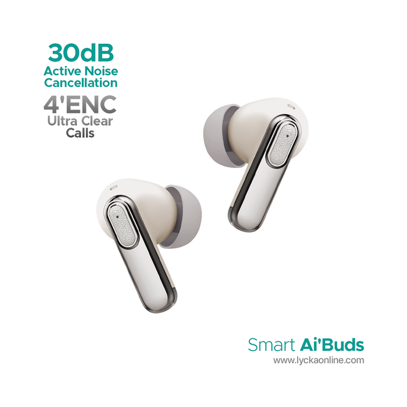 Lycka Smart AI Buds Intelligent Sound, All-Day Power with Bluetooth Version: 5.4 and Battery Capacity: 40mAh (Earbud), 400mAh (Charging Case)