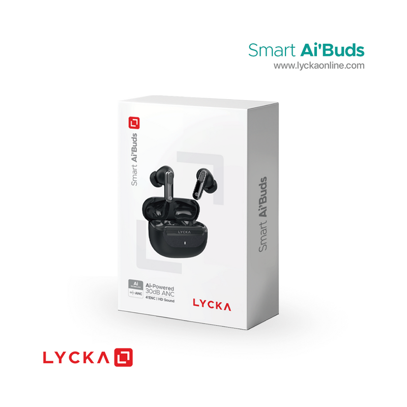 Lycka Smart AI Buds Intelligent Sound, All-Day Power with Bluetooth Version: 5.4 and Battery Capacity: 40mAh (Earbud), 400mAh (Charging Case)