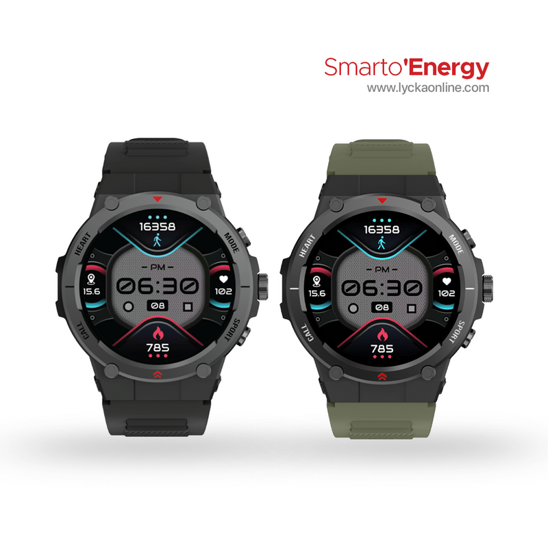 Lycka Smarto Energy Waterproof Full Touch Smartwatch with 1.39” HD TFT Display & Standby time: 10-15 with Magnetic Charging days