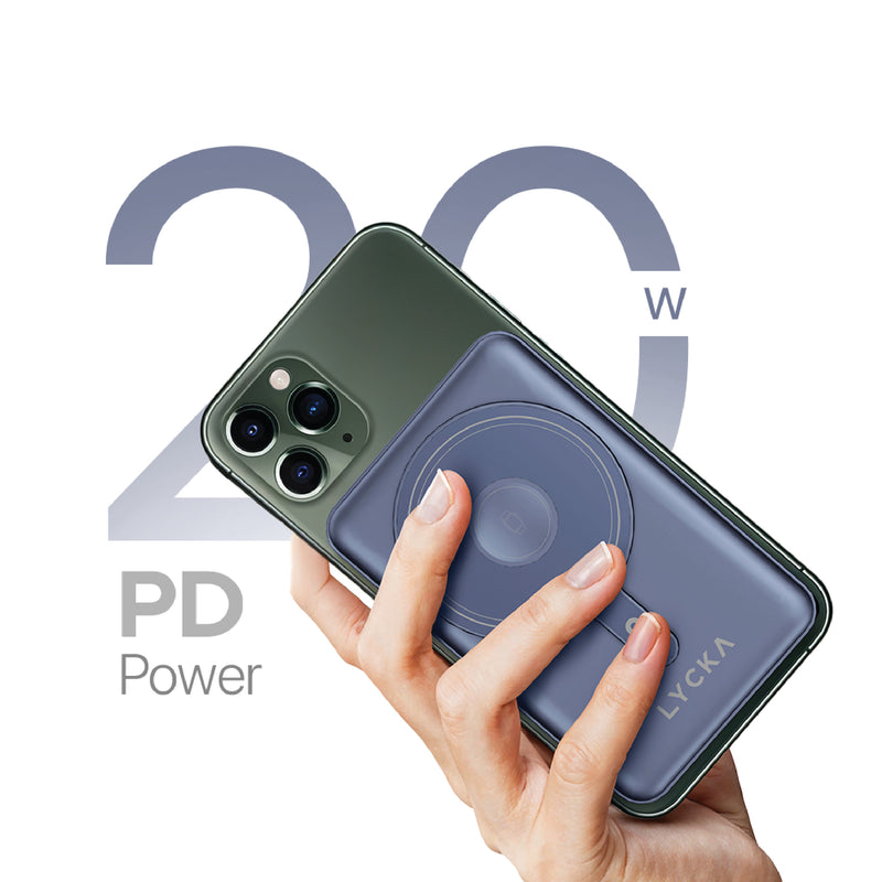 Lycka MagSafe All-in-1 10000 mAh Power Bank, Wireless Charging, Lighting and Dual Type-C Connectors, Smartphones | i-Watches | Airpods