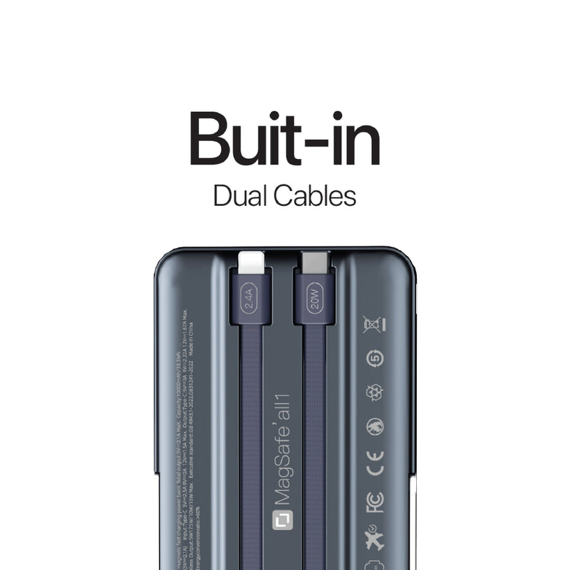 Lycka MagSafe All-in-1 10000 mAh Power Bank, Wireless Charging, Lighting and Dual Type-C Connectors, Smartphones | i-Watches | Airpods