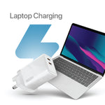 Lycka Boost 65W Laptop and Travel Adapter, Dual Type-C ports, Max 65W Output