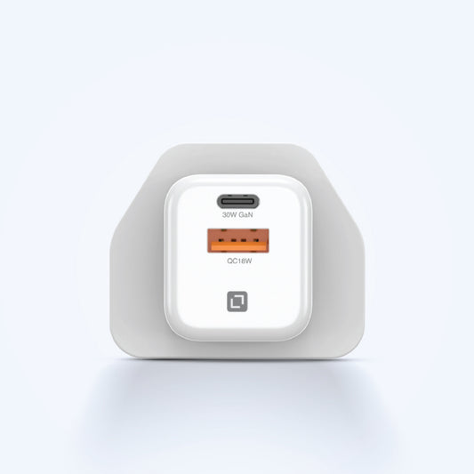 Lycka Boost 30W GaN Travel Adapter, 1 PD Type - C Port, 1 QC USB - A Port, Max 30W Output