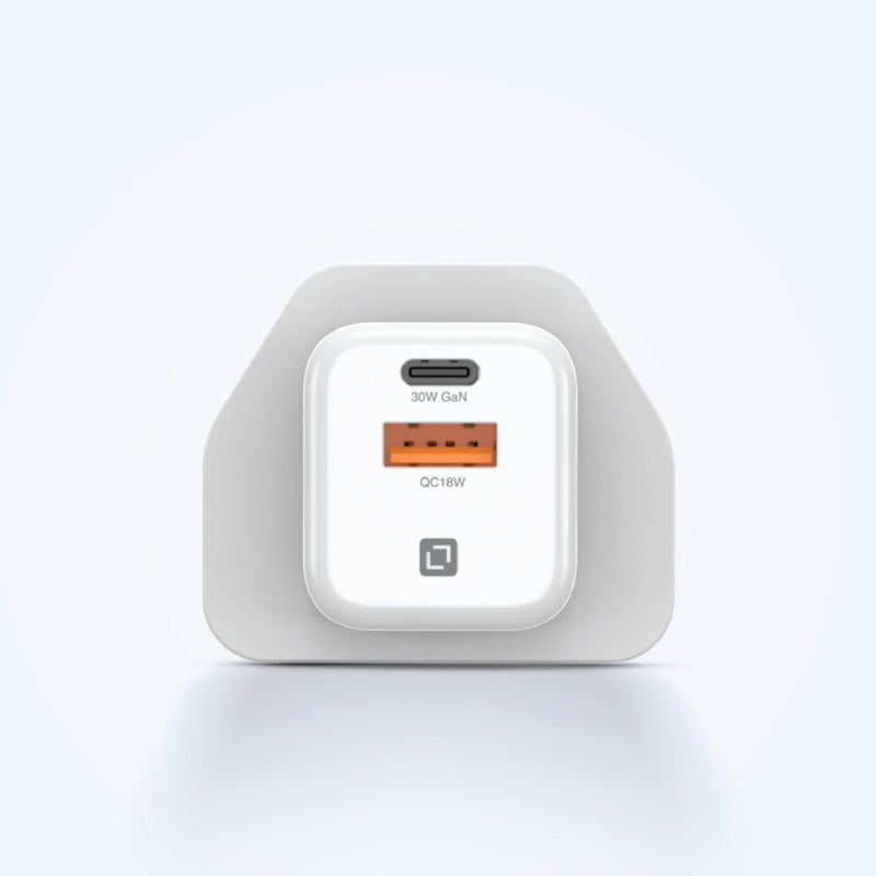 Lycka Boost 30W GaN Travel Adapter, 1 PD Type - C Port, 1 QC USB - A Port, Max 30W Output