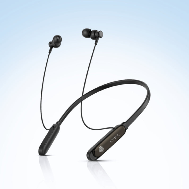 Lycka C Beats Core Bluetooth Neck Band, 360° Rotation, 25 Hours Playback, Touch Control with Type-C Charging (Black)