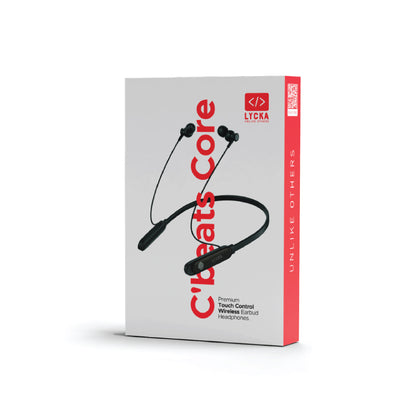 Lycka C Beats Core Bluetooth Neck Band, 360° Rotation, 25 Hours Playback, Touch Control with Type-C Charging (Black)