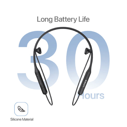 Lycka C Beats Q30 Bluetooth Neck Band, Dual Pairing, Direct plug in charging technology, 30 Hours Music time, 250 mAh Battery (Black)