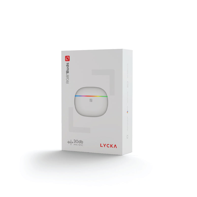 Lycka RGB TWS Buds ENC Plus ANC, 30dB Active Noise Cancellation, Washable and Sweat resistant to Dust and Waterproof (IPX4), 400 mAh Battery
