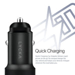Lycka Rocket PD25W Car Adapter, Quick Charging, Dual Type-C & USB-A Ports, 25W Max Output