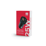 Lycka Rocket PD25W Car Adapter, Quick Charging, Dual Type-C & USB-A Ports, 25W Max Output