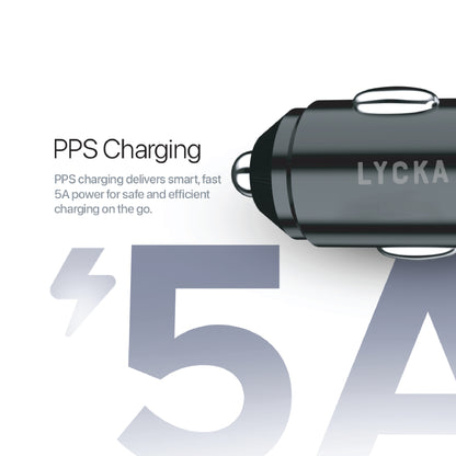 Lycka Rocket PD65W Car Adapter, Quick Charging, Dual Type-C & USB-A Ports, 65W Max Output