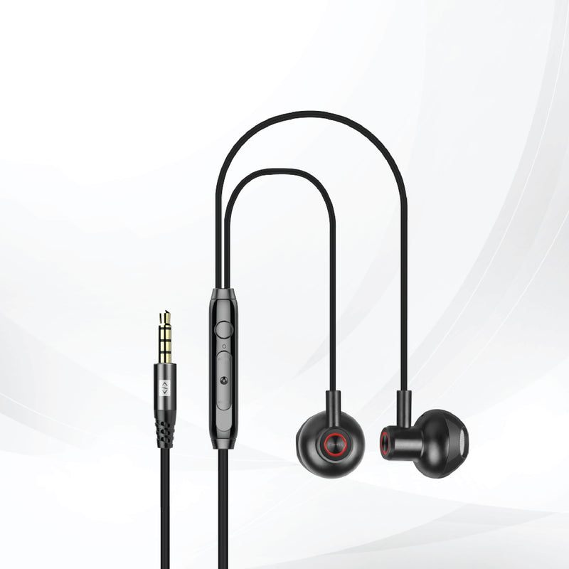 Lycka Wave Pro X0200 Wired Earphones, 3.5mm Audio Jack, Built-in Mic & Remote Control, HiFi Stereo Sound Earbuds (Black)