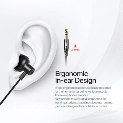 Lycka Wave Pro X0200 Wired Earphones, 3.5mm Audio Jack, Built-in Mic & Remote Control, HiFi Stereo Sound Earbuds (Black)